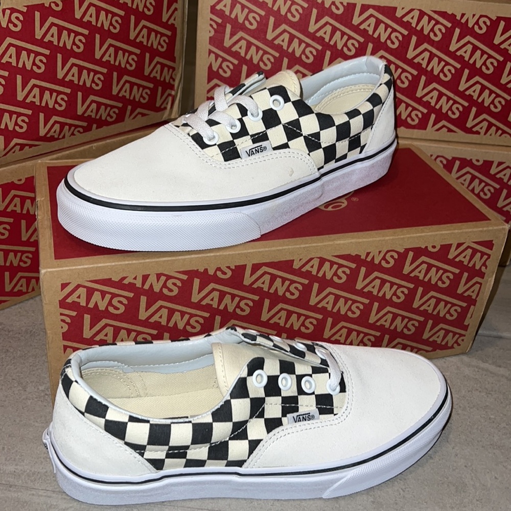 COPY - 🔥 VANS PRIMARY CHECK ERA MARSHMALLOW BLACK SHOES NWT 🔥 - Picture 4 of 8